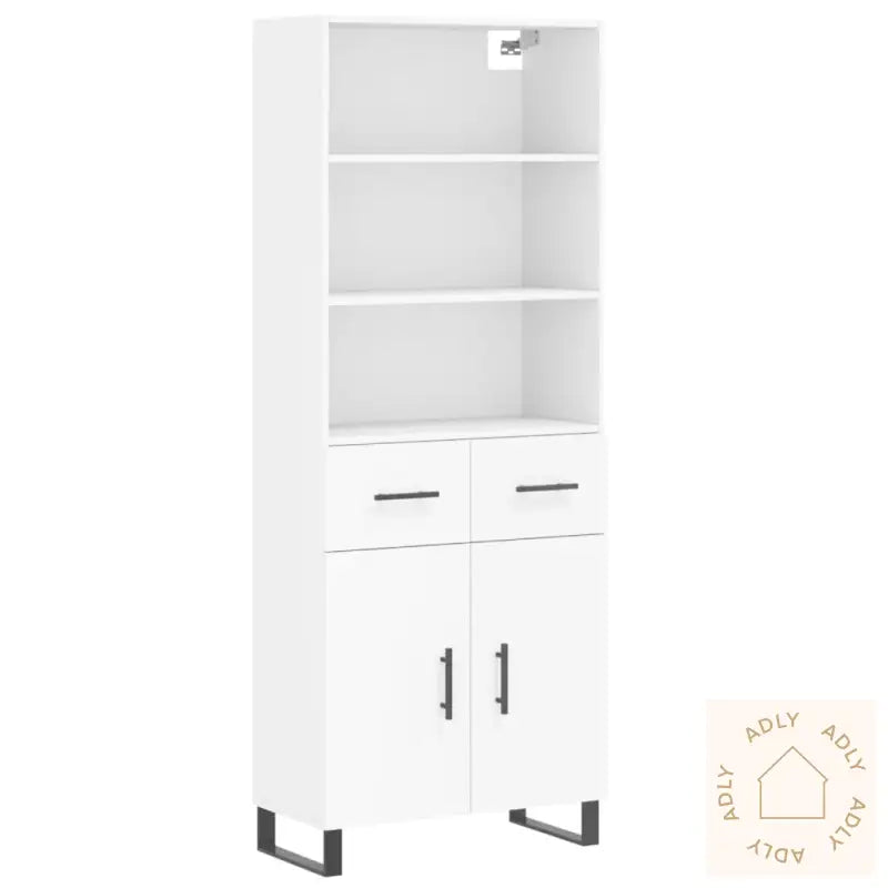 Highboard Hvit 69,5X34X180 Cm Konstruert Tre
