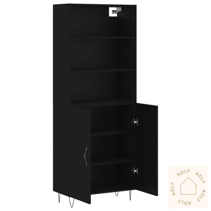Highboard Svart 69,5X34X180 Cm Konstruert Tre