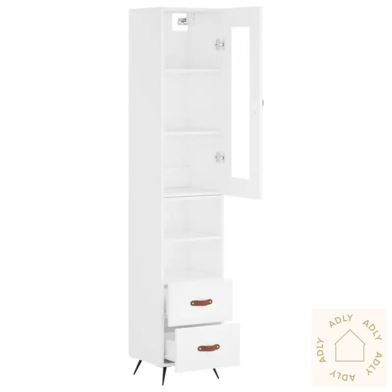 Highboard Hvit 34,5X34X180 Cm Konstruert Tre