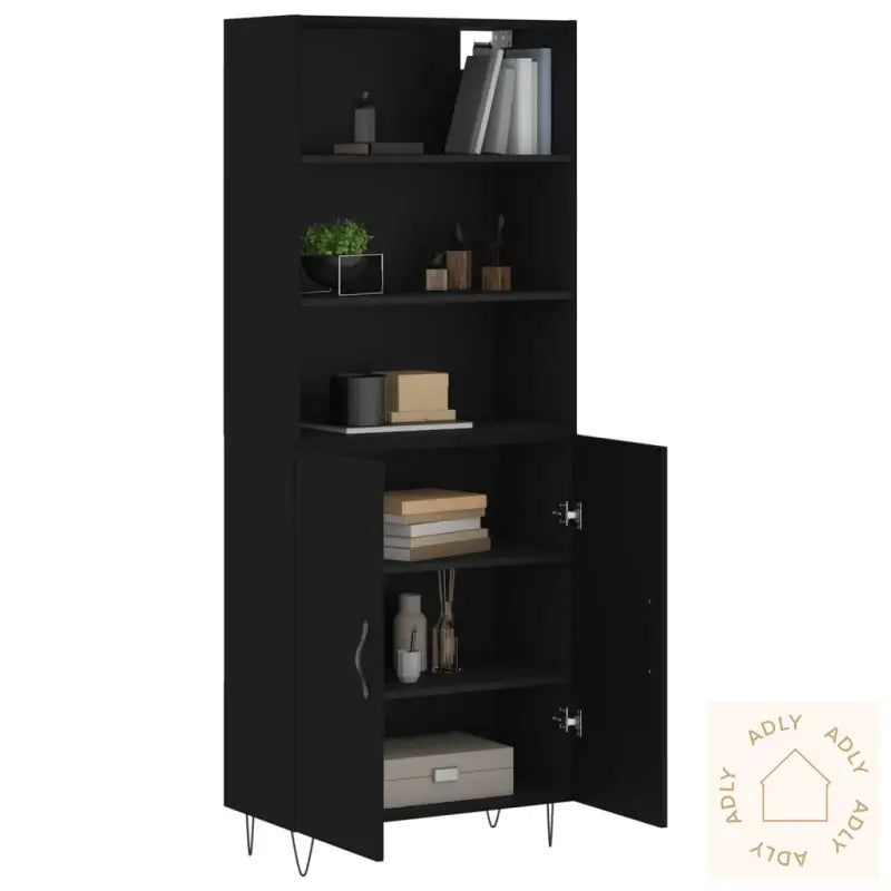 Highboard Svart 69,5X34X180 Cm Konstruert Tre