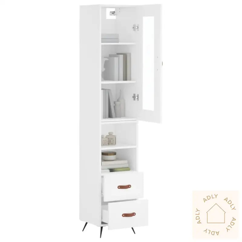 Highboard Hvit 34,5X34X180 Cm Konstruert Tre
