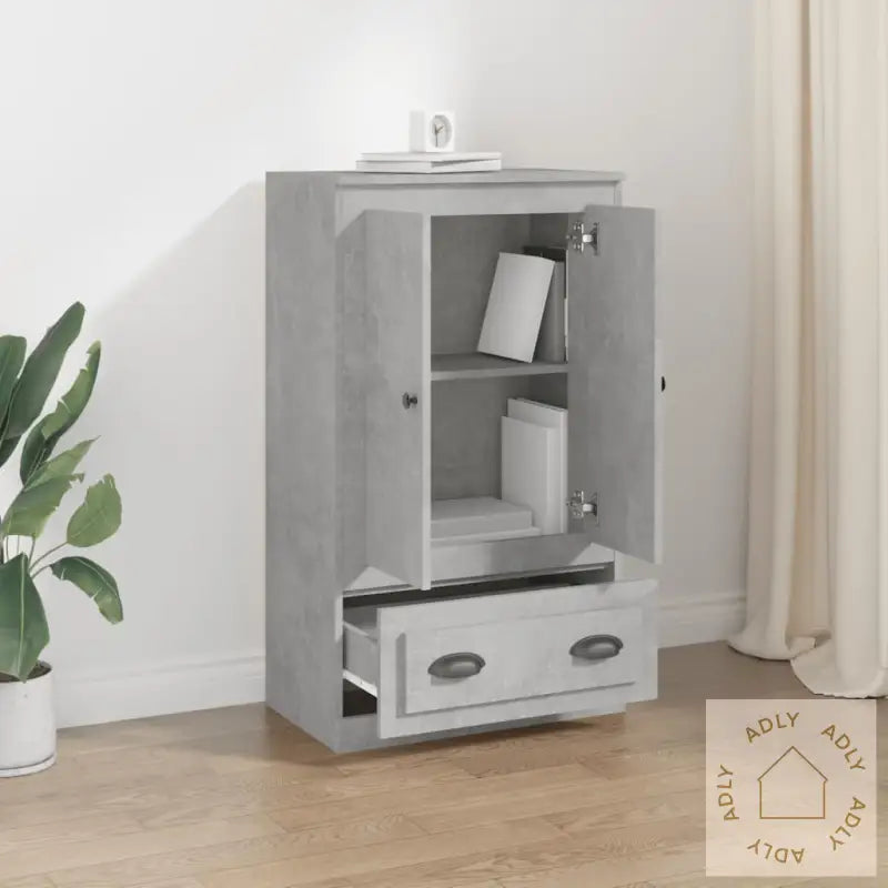 Highboard Betonggrå 60X35,5X103,5 Cm Konstruert Tre