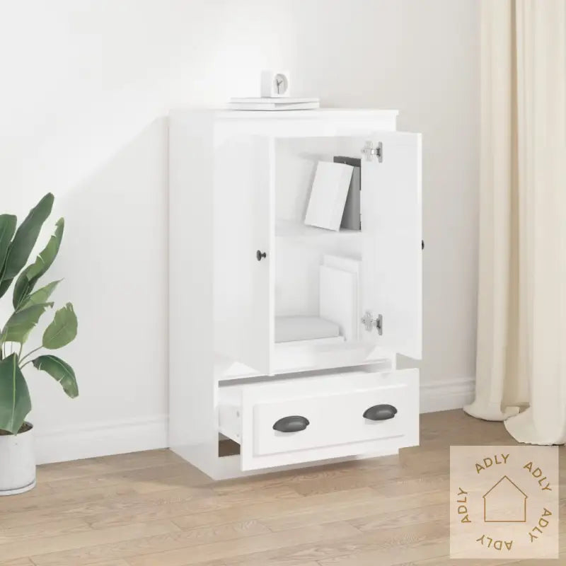 Highboard Høyglans Hvit 60X35,5X103,5 Cm Konstruert Tre