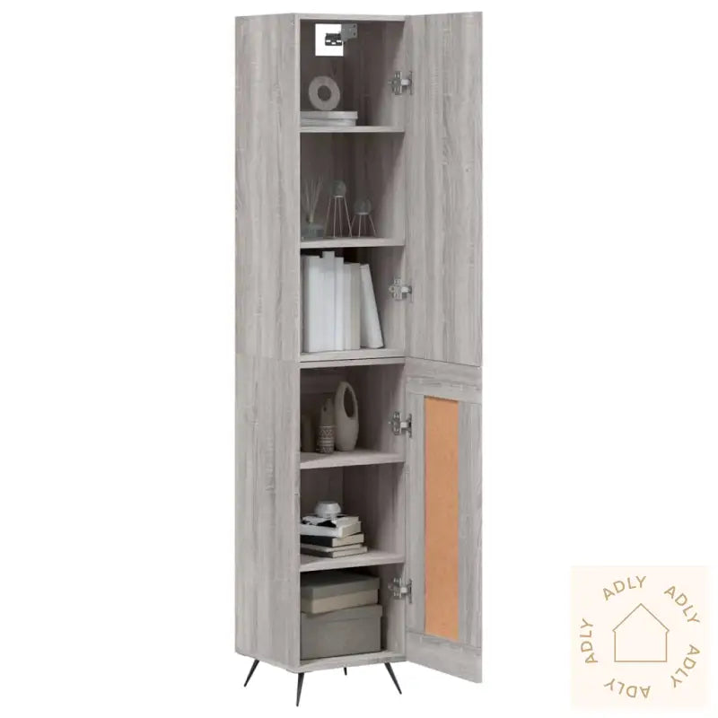 Highboard Grå Sonoma 34,5X34X180 Cm Konstruert Tre
