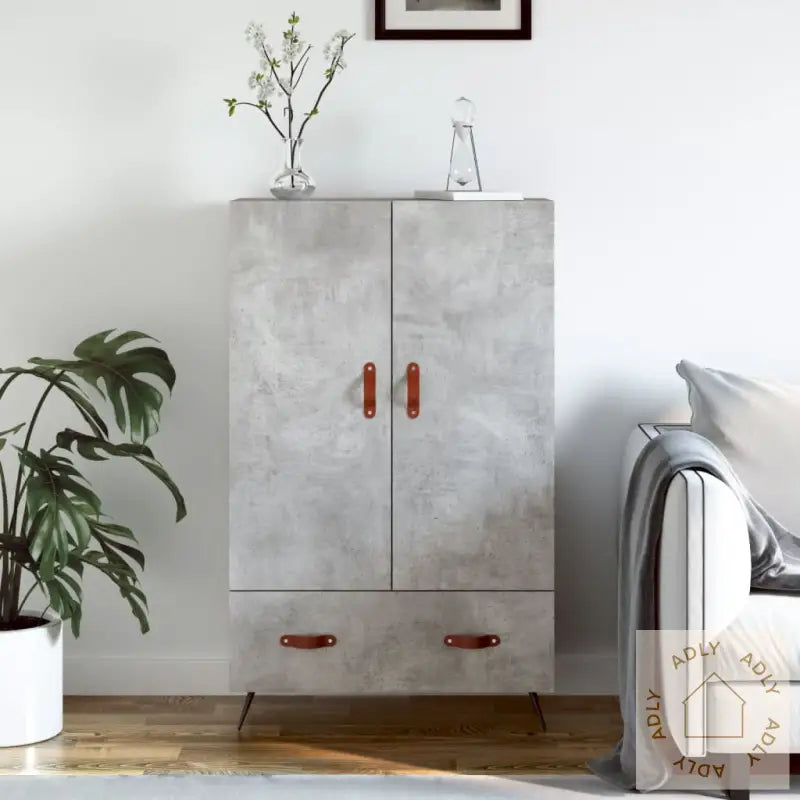 Highboard Betonggrå 69,5X31X115 Cm Konstruert Tre