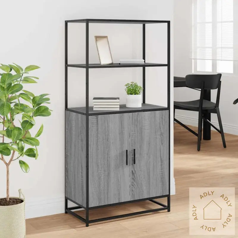 Highboard Grå Sonoma 68X35X139 Cm Konstruert Tre Og Metall