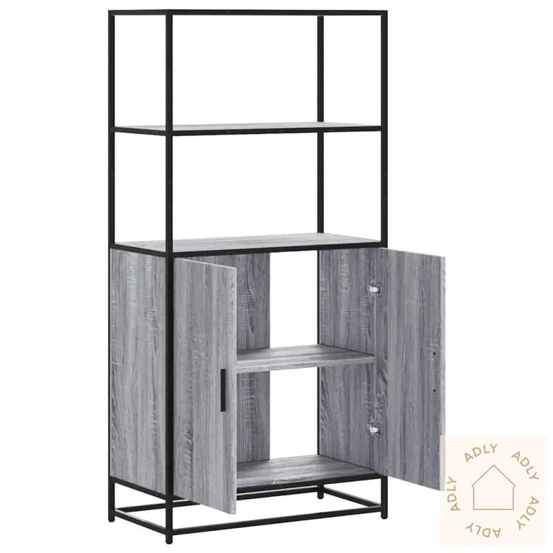Highboard Grå Sonoma 68X35X139 Cm Konstruert Tre Og Metall