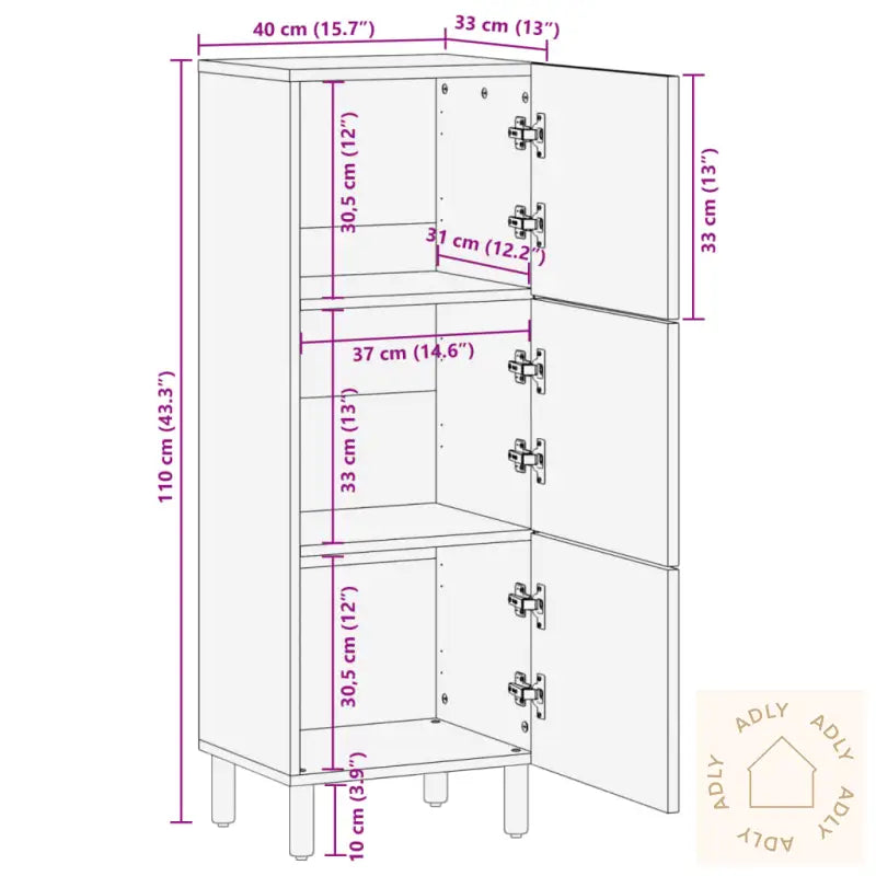 Highboard Svart 40X33X110 Cm Konstruert Tre