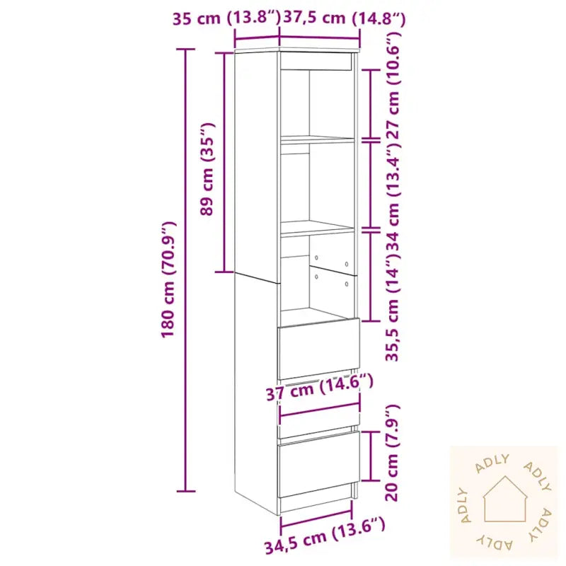 Høybord Hvit 37,5X35X180 Cm Konstruert Tre
