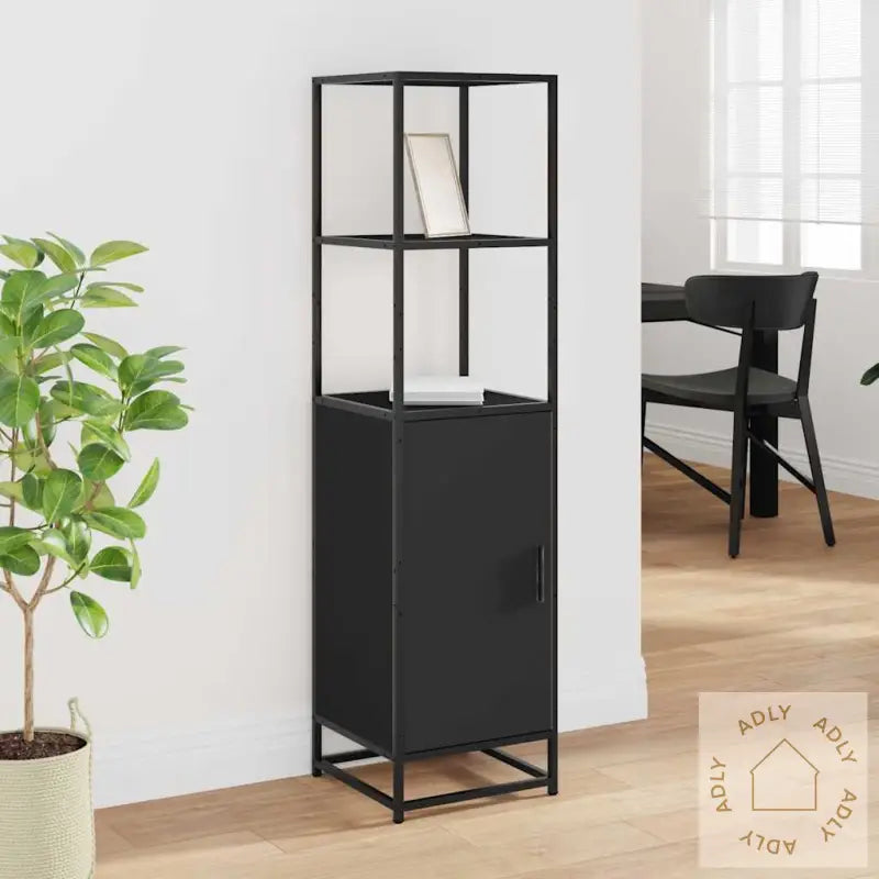 Highboard Svart 35,5X35X139 Cm Konstruert Tre Og Metall