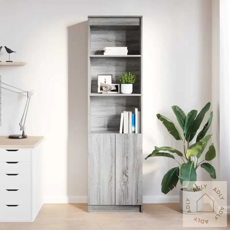 Highboard Grå Sonoma 50X35X180 Cm Konstruert Tre