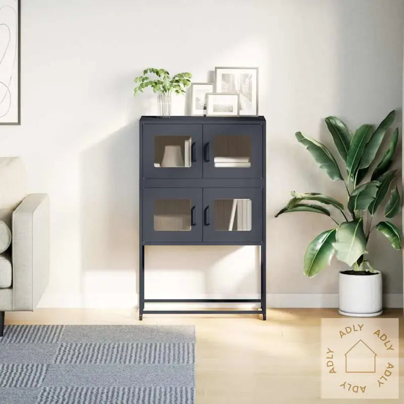Highboard Antrasitt 68X39X107 Cm Stål