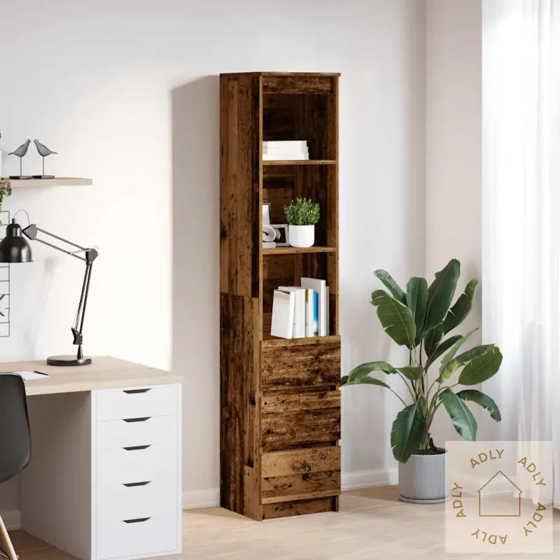 Highboard Gammelt Tre 37,5X35X180 Cm Konstruert Tre