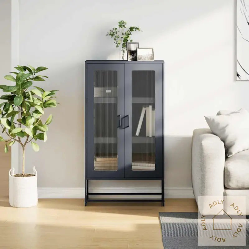 Highboard Antrasitt 68X39X123 Cm Stål