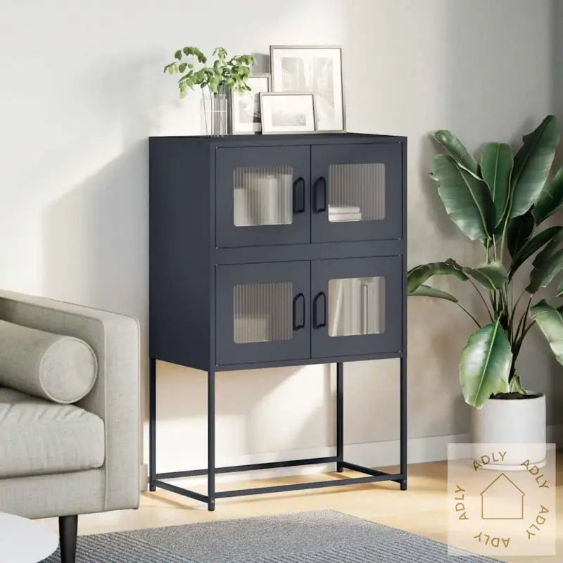 Highboard Antrasitt 68X39X107 Cm Stål
