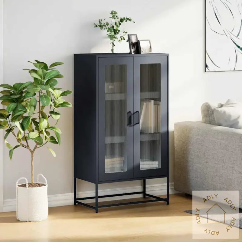 Highboard Antrasitt 68X39X123 Cm Stål