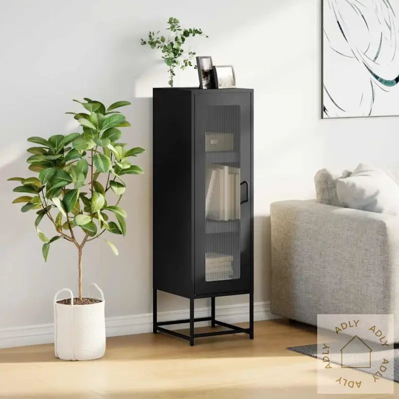 Highboard Sort 36X39X123 Cm Kaldvalset Stål