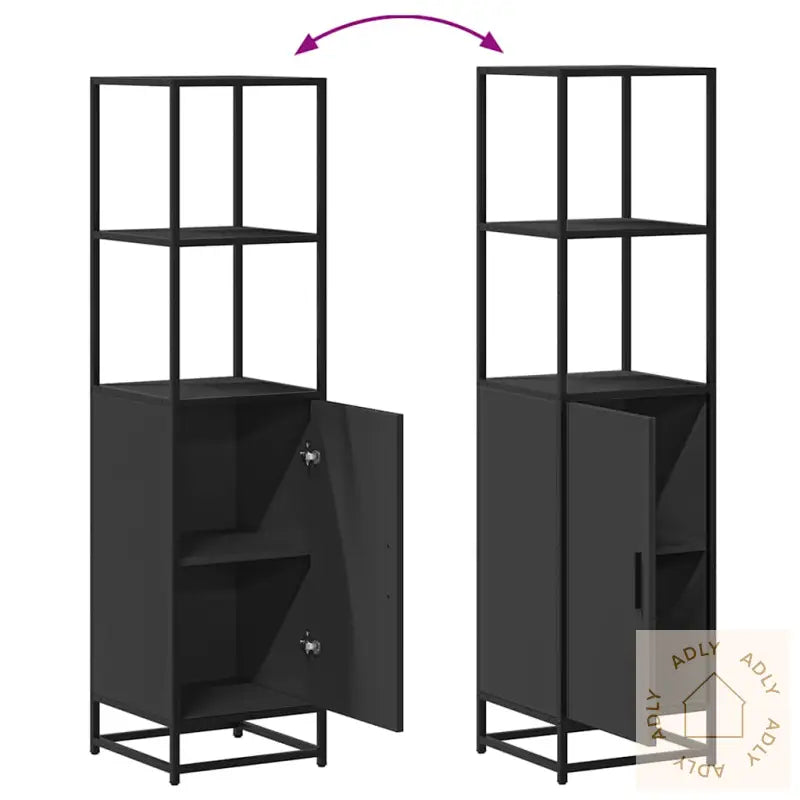Highboard Svart 35,5X35X139 Cm Konstruert Tre Og Metall