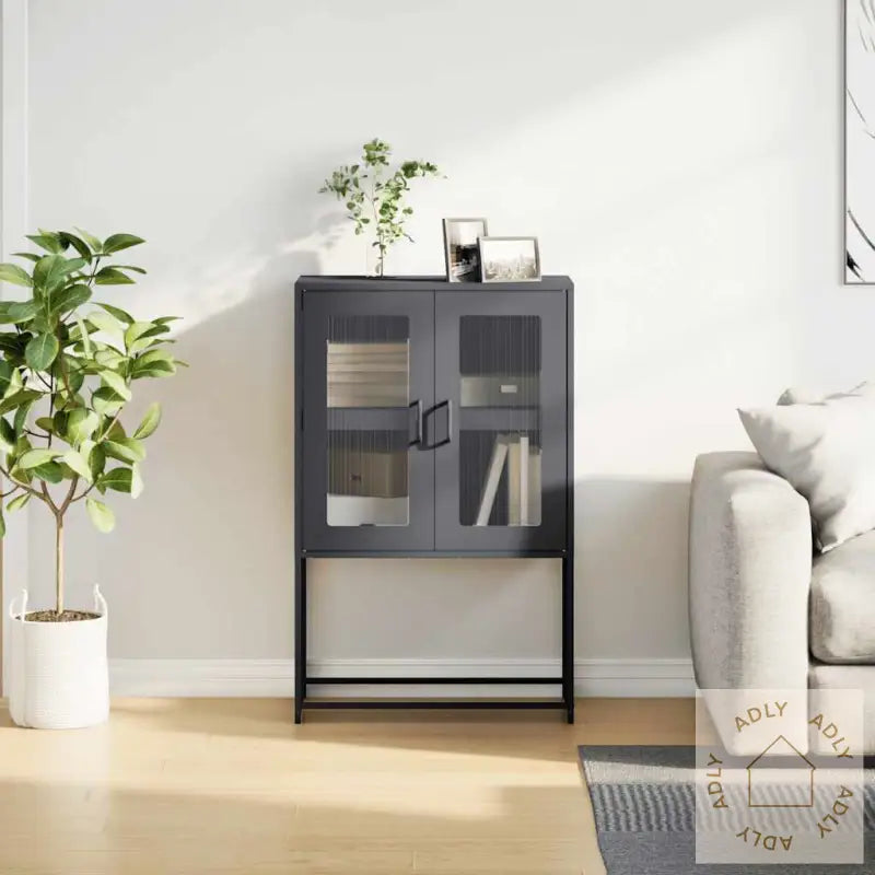 Highboard Antrasitt 68X39X107 Cm Stål