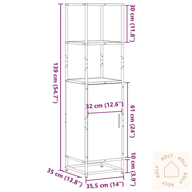 Highboard Svart 35,5X35X139 Cm Konstruert Tre Og Metall