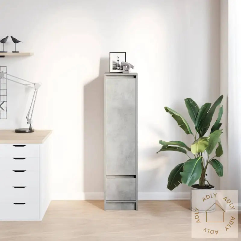 Highboard Betonggrå 29,5X34X119,5 Cm Konstruert Tre