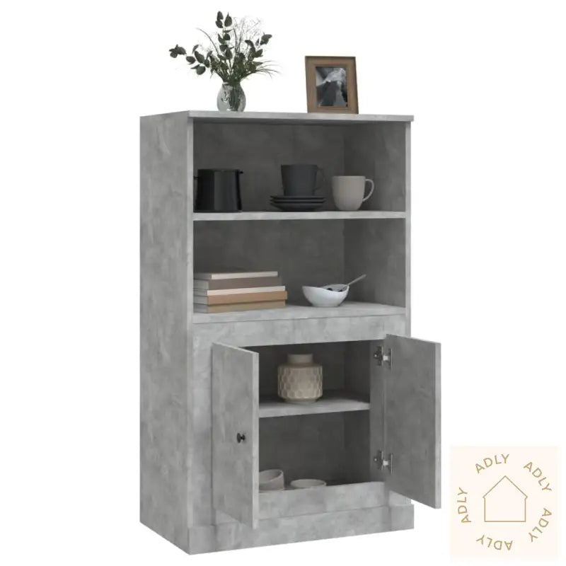 Highboard Betonggrå 60X35,5X103,5 Cm Konstruert Tre