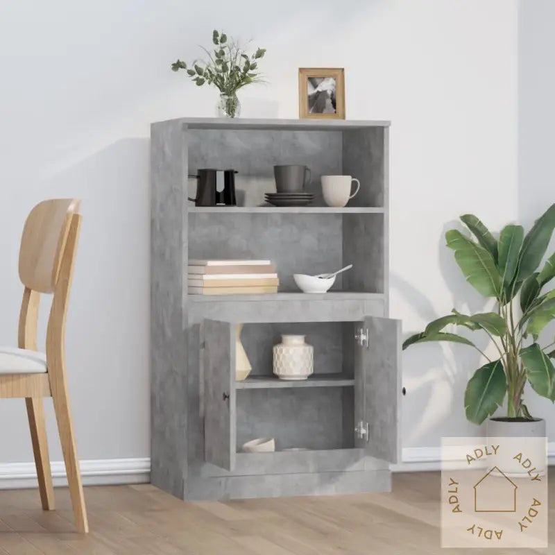 Highboard Betonggrå 60X35,5X103,5 Cm Konstruert Tre