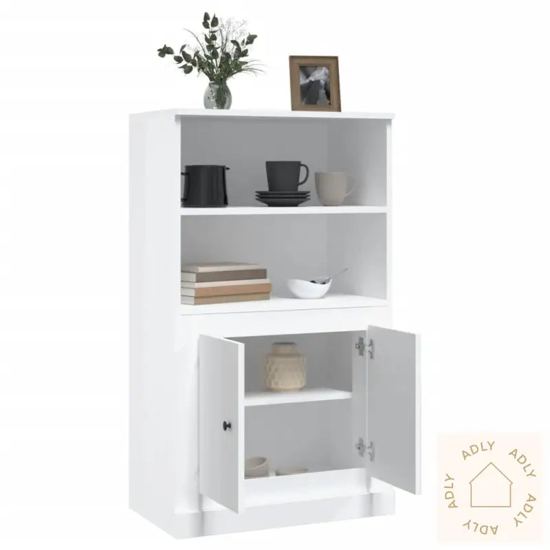 Highboard Høyglans Hvit 60X35,5X103,5 Cm Konstruert Tre