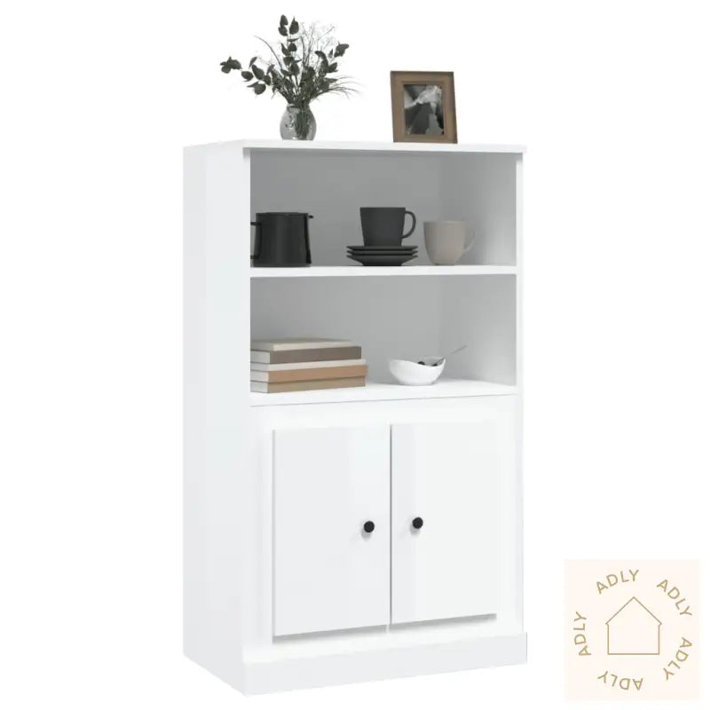 Highboard Høyglans Hvit 60X35,5X103,5 Cm Konstruert Tre