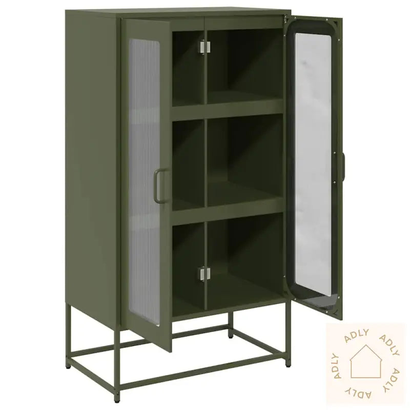 Highboard Olivengrønn 68X39X123 Cm Stål
