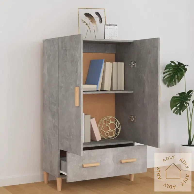 Highboard Betonggrå 70X31X115 Cm Konstruert Tre