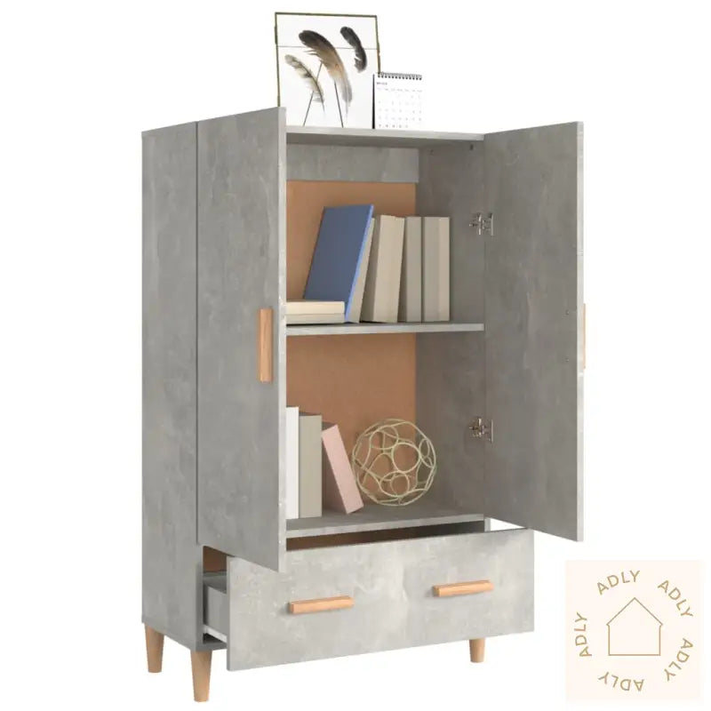 Highboard Betonggrå 70X31X115 Cm Konstruert Tre