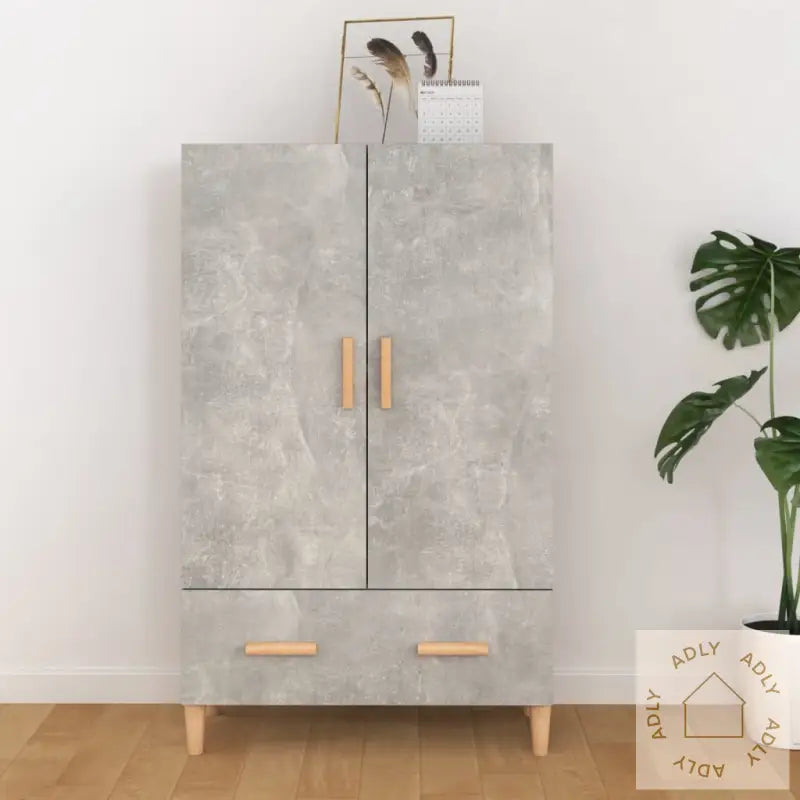 Highboard Betonggrå 70X31X115 Cm Konstruert Tre