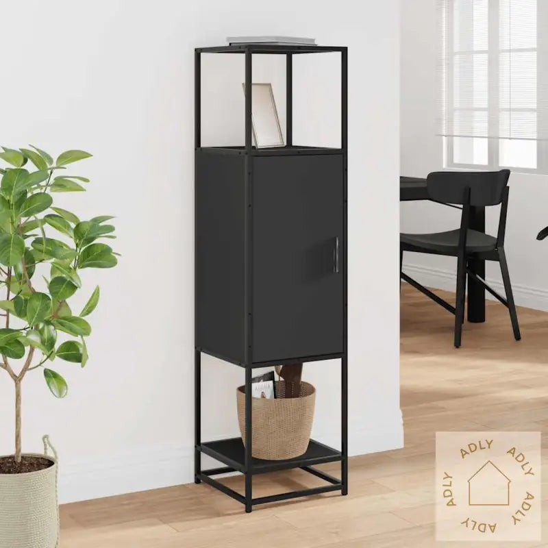 Highboard Svart 35,5X35X139 Cm Konstruert Tre Og Metall