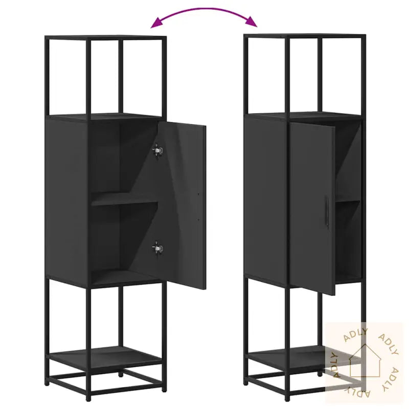 Highboard Svart 35,5X35X139 Cm Konstruert Tre Og Metall