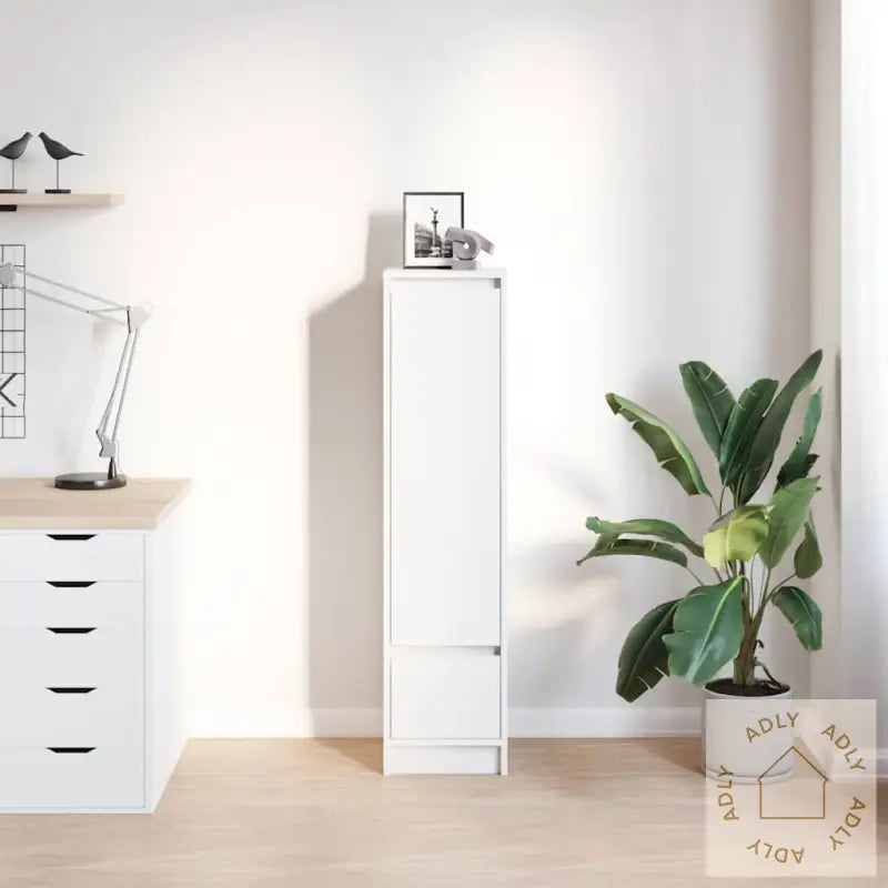 Highboard Hvit 29,5X34X119,5 Cm Konstruert Tre