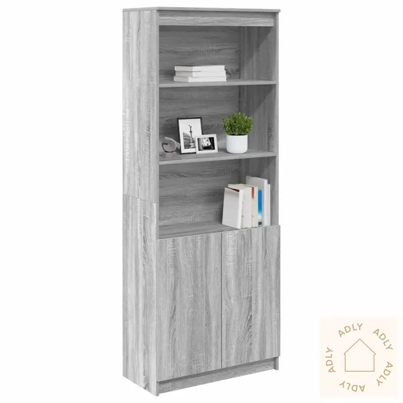 Highboard Grå Sonoma 70X35X180 Cm Konstruert Tre