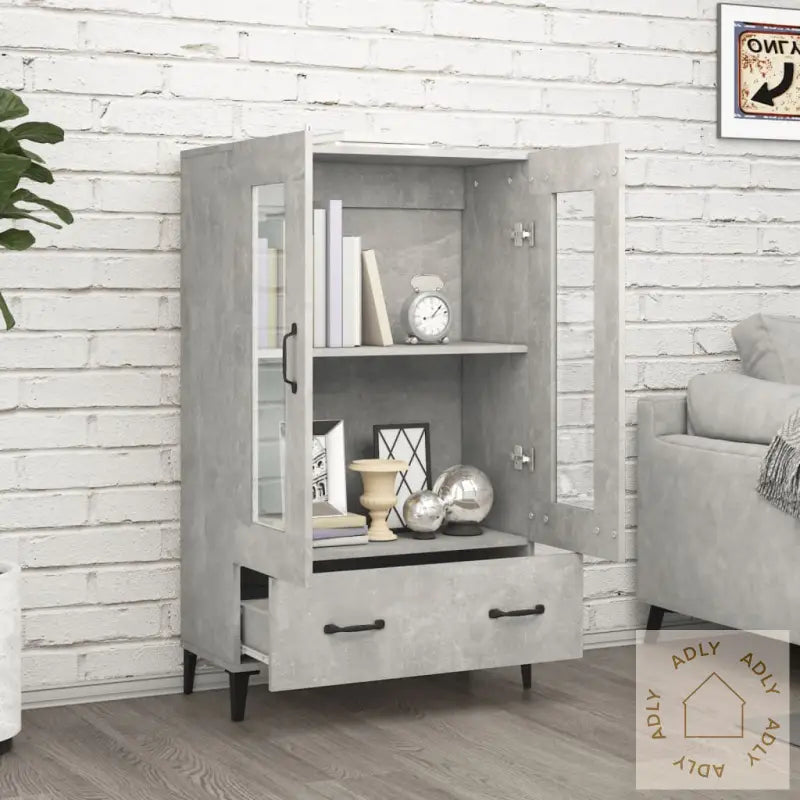 Highboard Betonggrå 70X31X115 Cm Konstruert Tre
