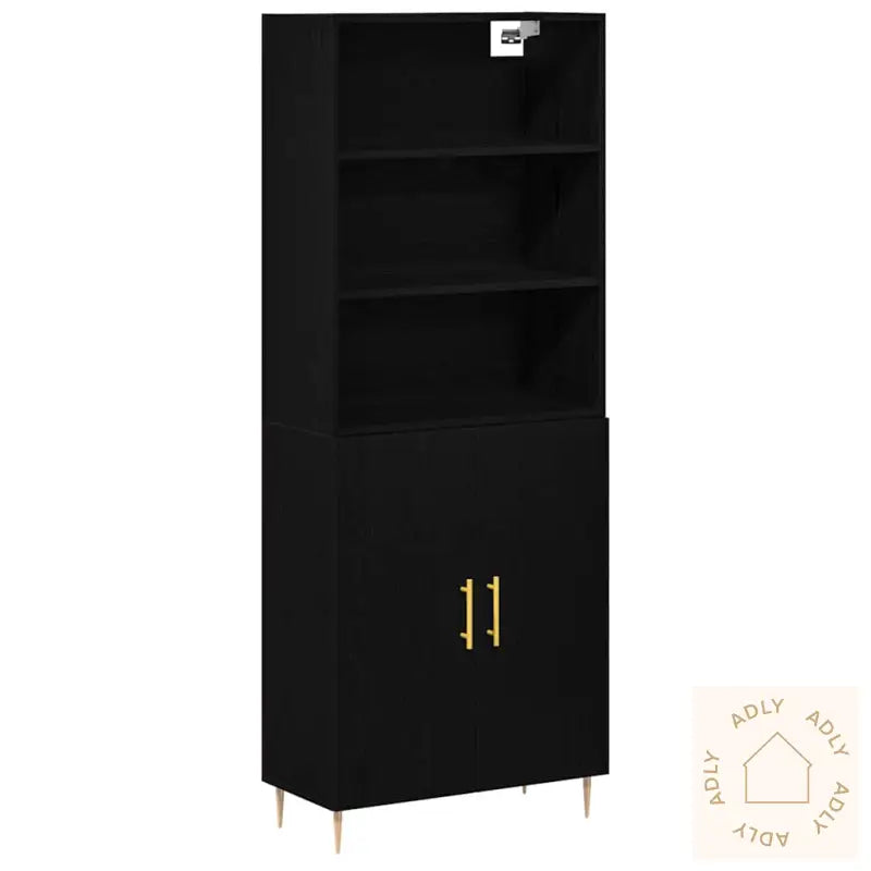 Highboard Svart Eik 69,5X34X180 Cm Sponplate