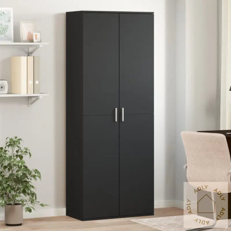 Highboard Svart 70X35X180 Cm Konstruert Tre