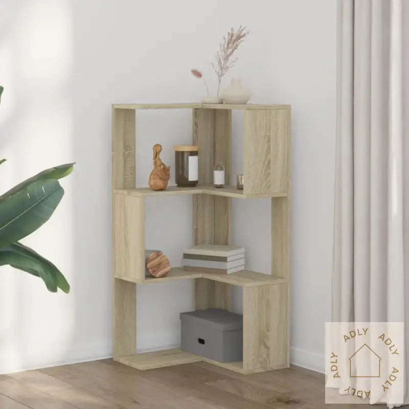 Bokhylle Hjørne 3 Lag Sonoma Eik 50X50X102 Cm Konstruert Tre