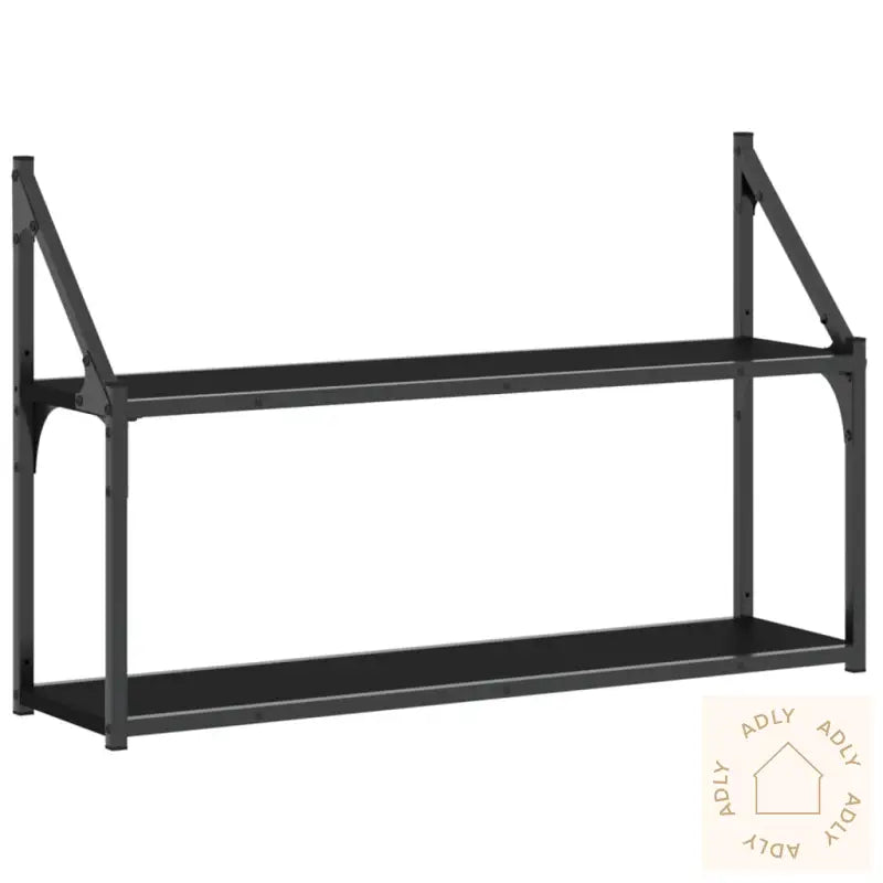 Vegghylle 3 Etasjer Svart 80X21X51 Cm Konstruert Tre