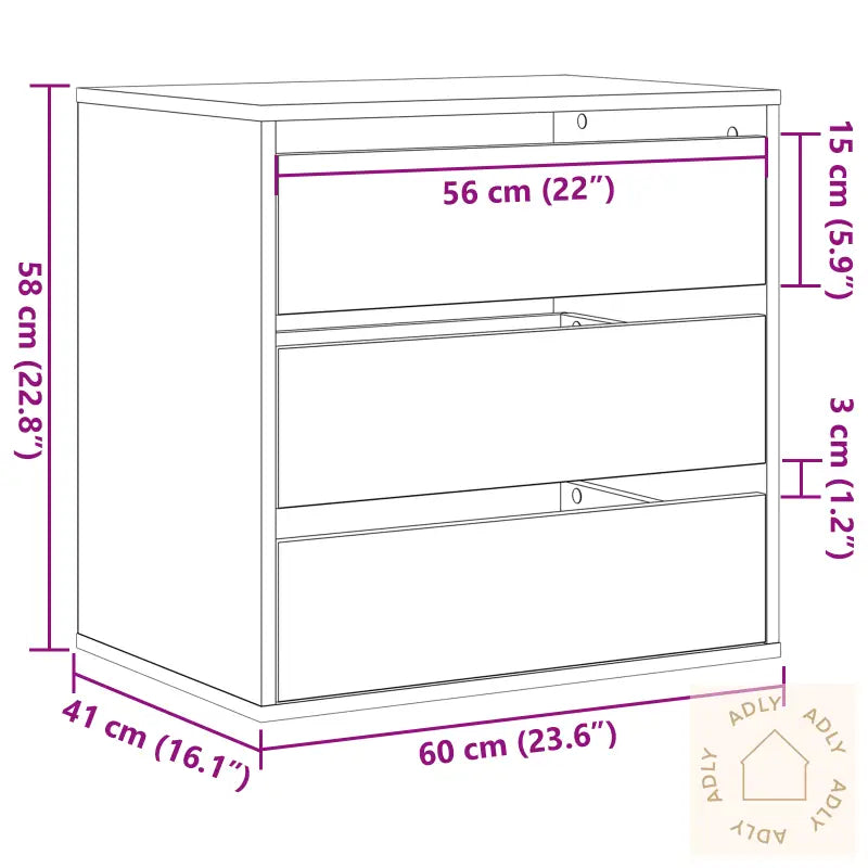 Hjørnekommode Svart Eik 60X41X58 Cm Konstruert Tre