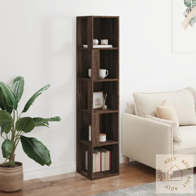 Hjørneskap Brun Eik 33X33X164,5 Cm Konstruert Tre