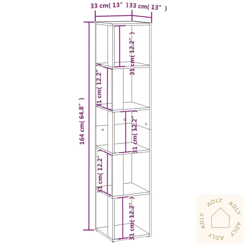 Hjørneskap Sonoma Eik 33X33X164,5 Cm Konstruert Tre