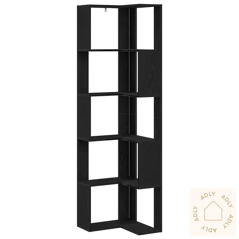 Hjørnebokhylle 5-Tiers Svart Eik 50X50X179 Cm Treverk