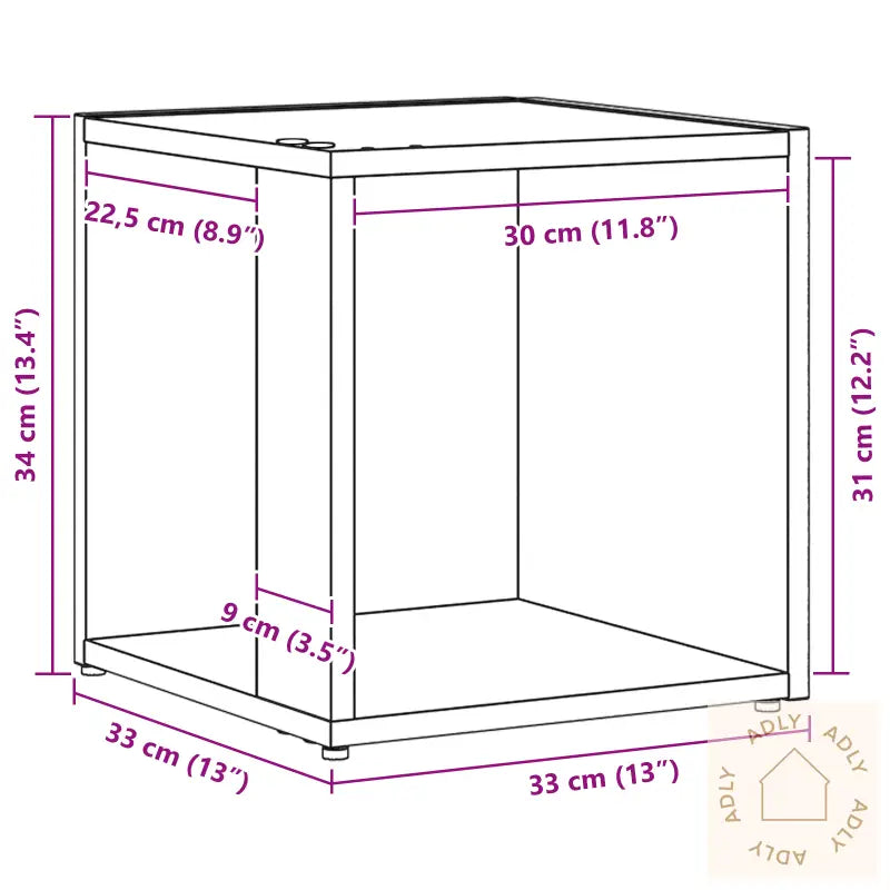 Sidebord Svart Eik 33X33X34,5 Cm Konstruert Tre