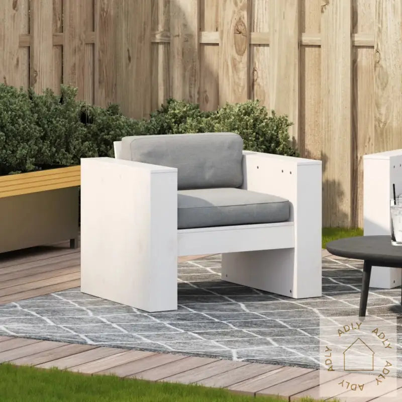 Hagesofa Hvit 79X60X62 Cm Heltre Furu