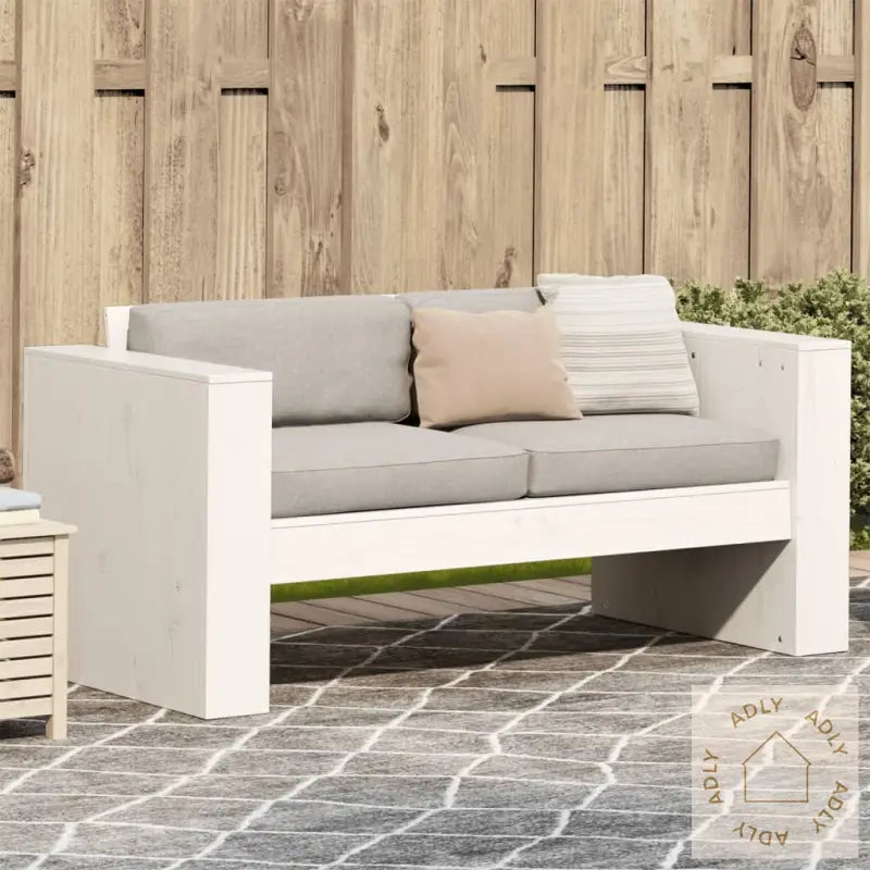 Hagesofa 2-Seters Hvit 134X60X62 Cm Heltre Furu