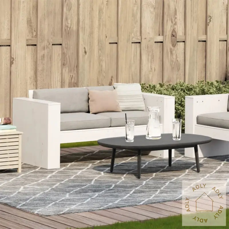 Hagesofa 2-Seters Hvit 134X60X62 Cm Heltre Furu